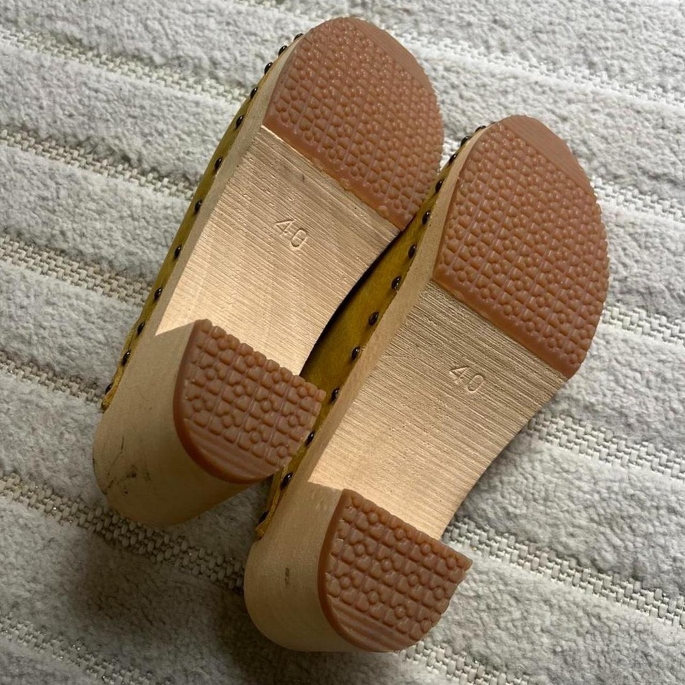 Sandgrens Rome studded clog mule size 8/8.5 Sweden Made Boho wooden heel studded - Picture 7 of 8